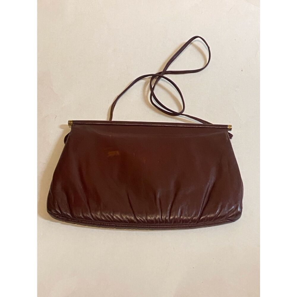 Elegant Dark Brown Leather Shoulder Bag with Fold-Over Flap - Picture 3 of 16